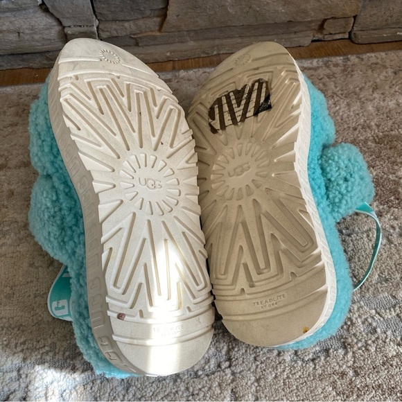 UGG Oh Fluffita Tide Pool Blue Flatform Platform Sandals Slingback: 6 - Picture 8 of 10